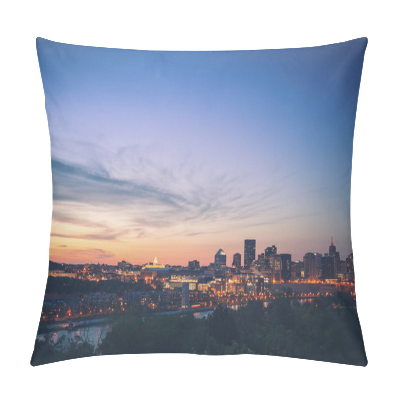 Personality  Panorama Of St. Paul At Sunset. St. Paul, Minnesota, USA. Pillow Covers