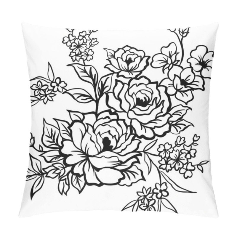 Personality  Hand Drawn Flowers Vector Set Pillow Covers