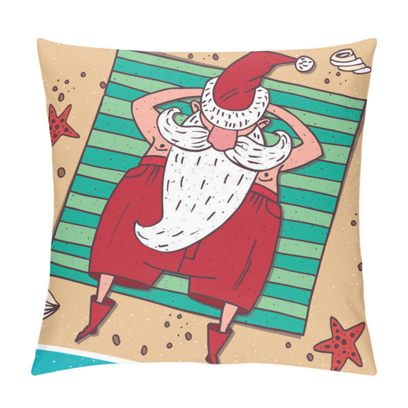 Personality  View From Above On Santa Claus On The Beach Pillow Covers