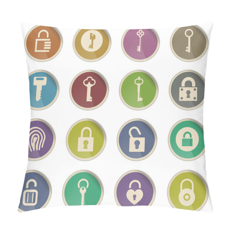 Personality  Lock And Key Icon Set Pillow Covers