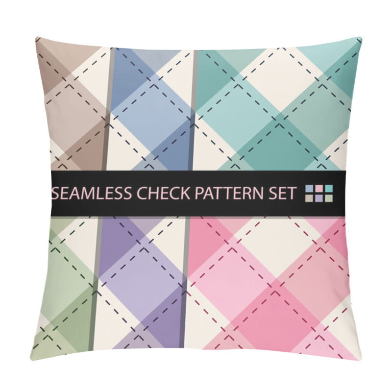 Personality  Seamless Colourful Check And Cross Dot Line Pattern Background Set. Pillow Covers