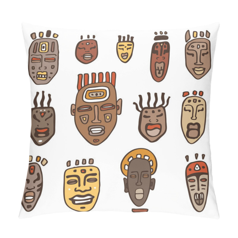 Personality  African Masks Set. Pillow Covers