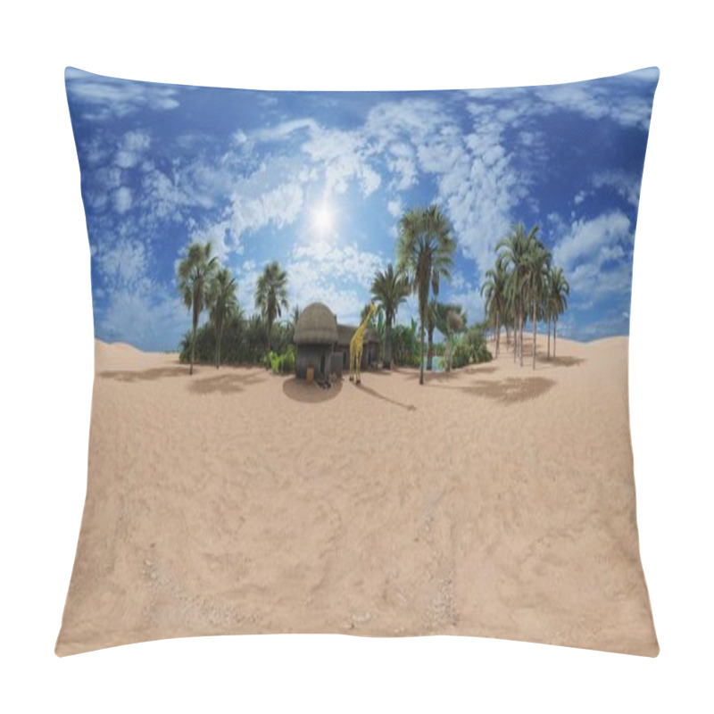 Personality  Palm Trees Near Oasis In Africa 3d Rendering Pillow Covers