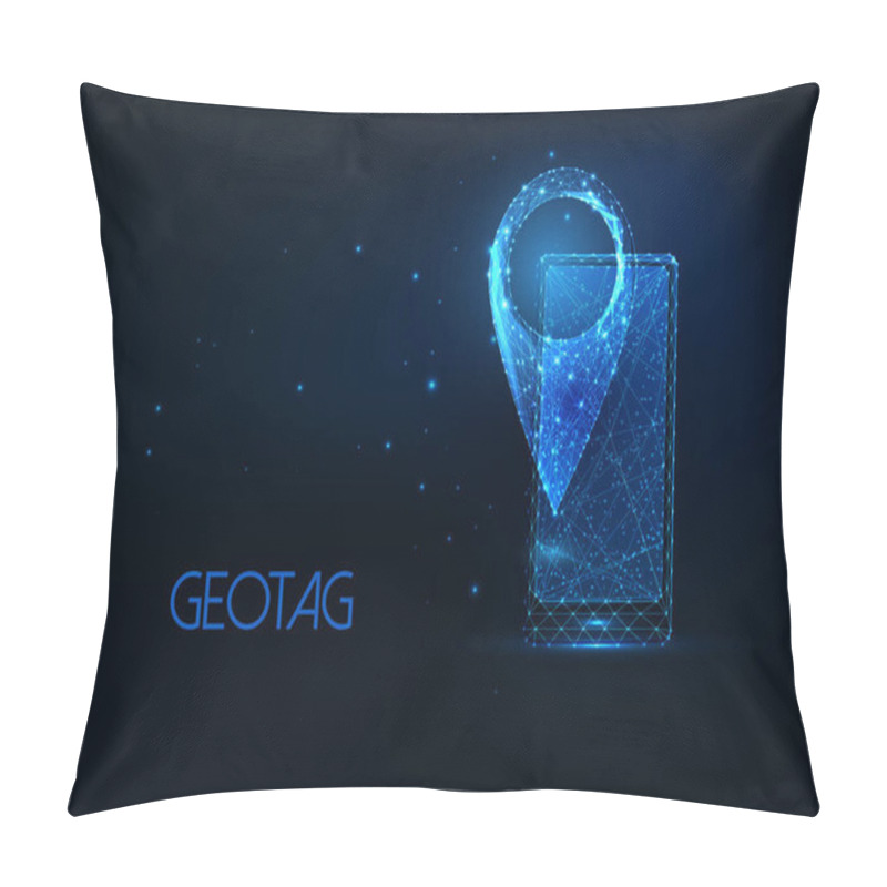 Personality  Futuristic Smartphone Navigation Concept With Glowing Low Polygonal Cellphone And Gpsmap Pin Icon Pillow Covers