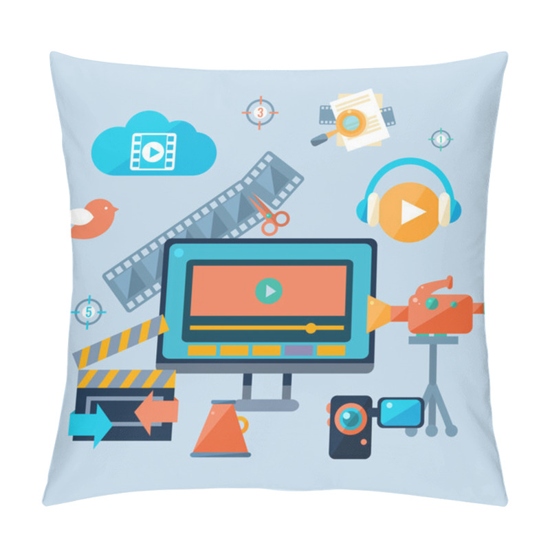 Personality  Online Cinema Theatre Icons Set Pillow Covers