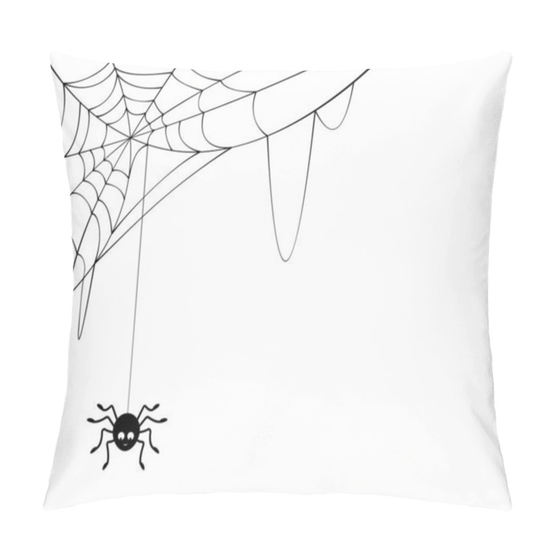 Personality  Silhouette Spiderweb And Spider At White Background. Pillow Covers