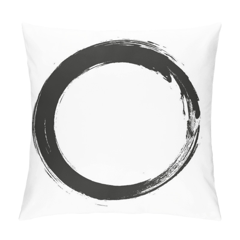 Personality  Vector Brush Strokes Circles Of Paint On White Background. Ink Hand Drawn Paint Brush Circle. Logo, Label Design Element Vector Illustration. Black Abstract Circle. Pillow Covers