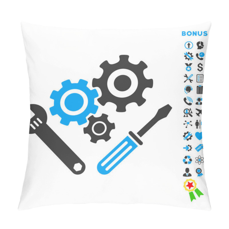 Personality  Mechanics Tools Flat Vector Icon With Bonus Pillow Covers