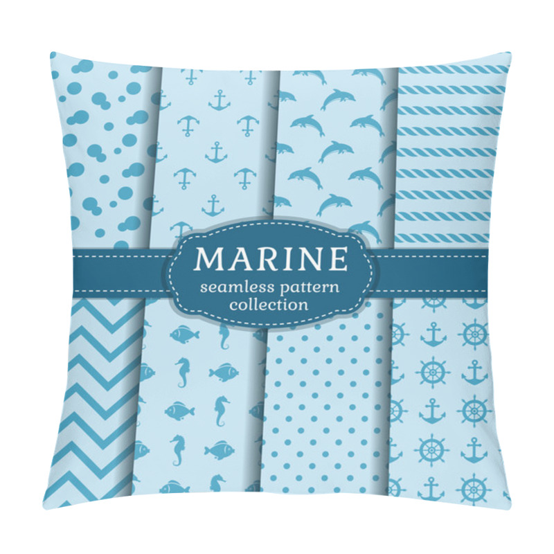 Personality  Sea And Nautical Seamless Patterns Set.  Pillow Covers