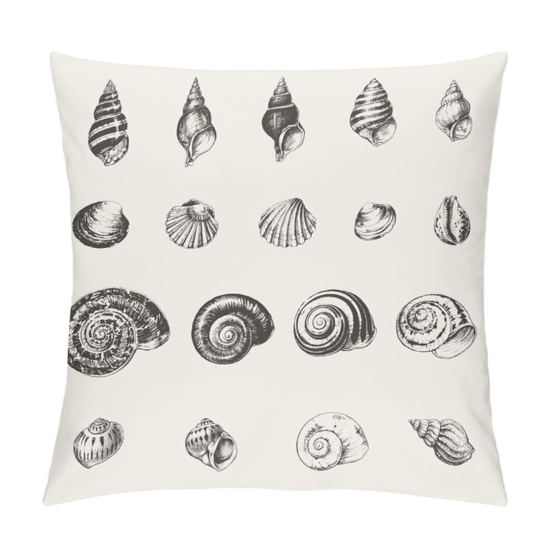 Personality  Ink Drawn Seashells And Snails Pillow Covers