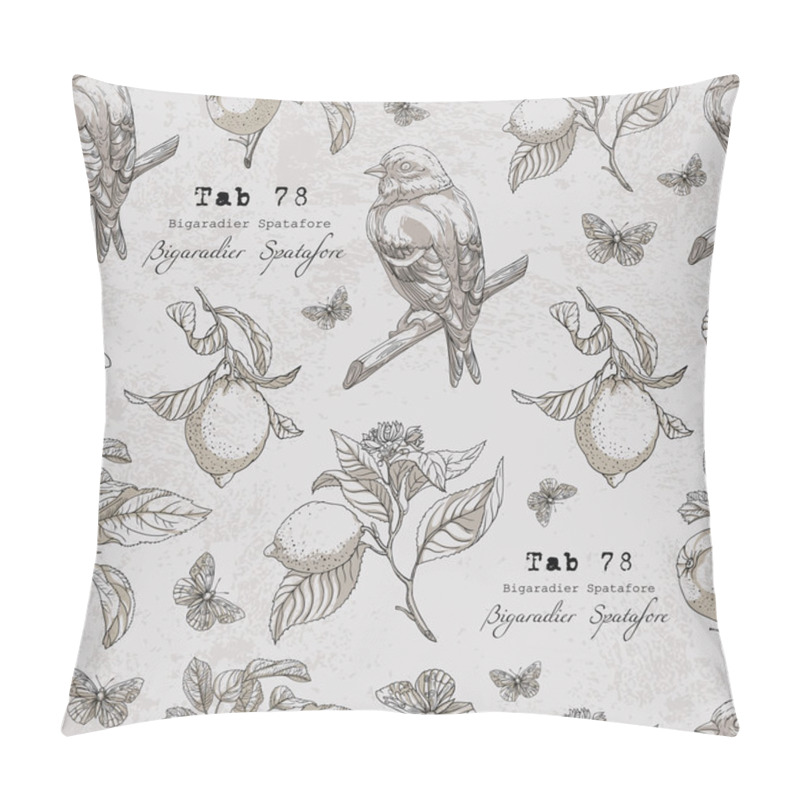 Personality  Botanical Pattern With Birds And Lemons Pillow Covers