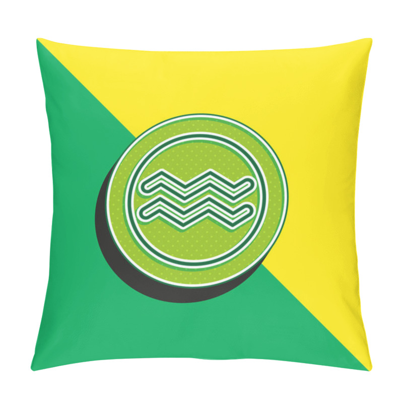 Personality  Aquarius Green And Yellow Modern 3d Vector Icon Logo Pillow Covers