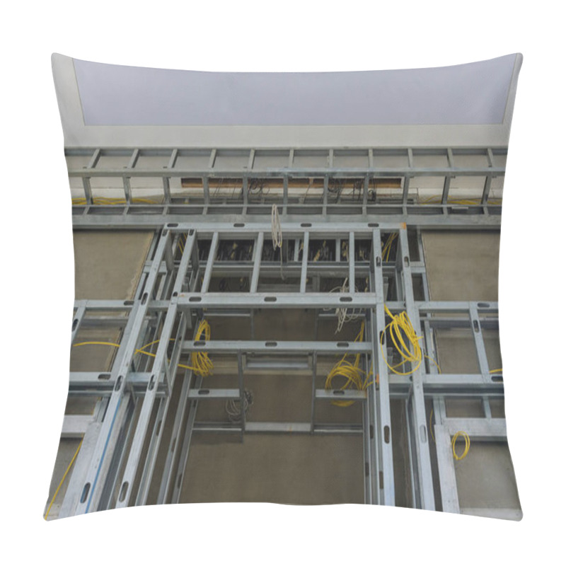 Personality  Steel Studs Beams Used To Frame In A Large Commercial Building With Drywall Covering Pillow Covers