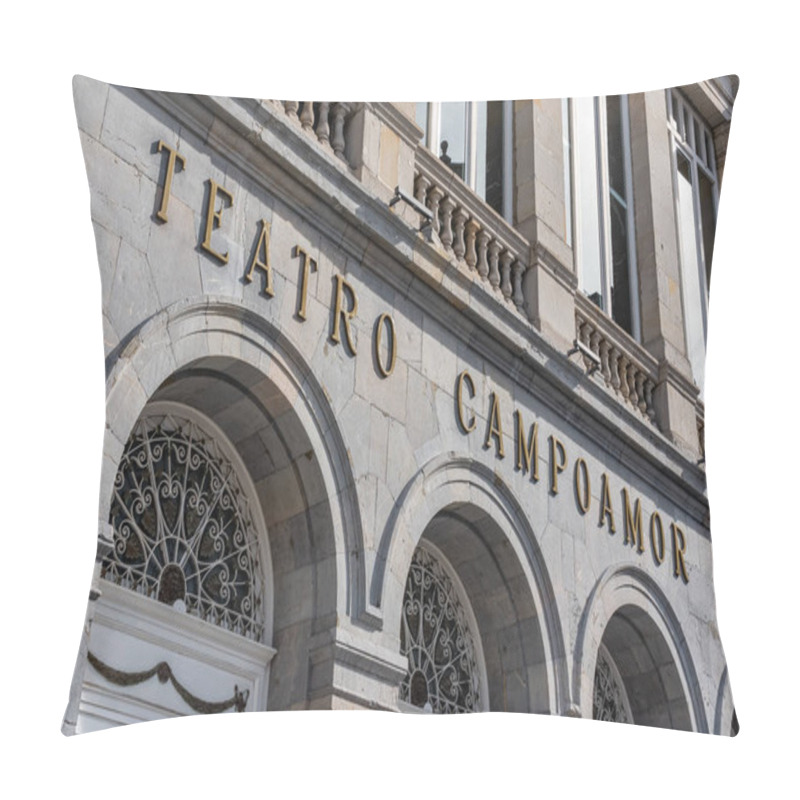 Personality  Oviedo, Spain, March 20, 2023: Main Facade Of The Famous Campoamor Theatre Where The Princess Of Asturias Awards Are Presented Pillow Covers