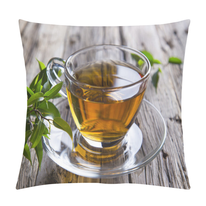 Personality  Transparent Cup Of Green Tea Pillow Covers