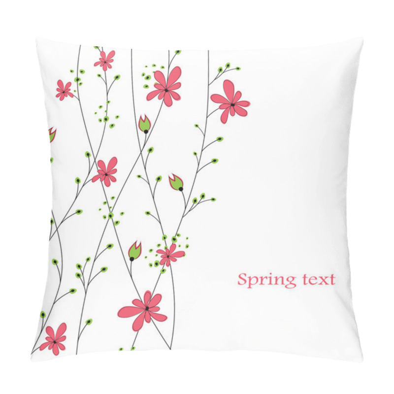 Personality  Abstract Background With Red Flowers. Pillow Covers