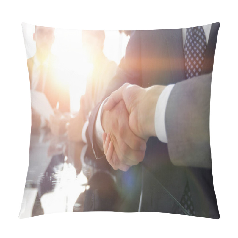 Personality  Handshake Of Business Partners In Conference Room Pillow Covers