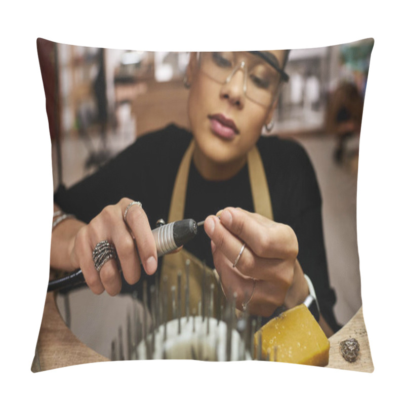 Personality  An Artist Meticulously Shapes Beautiful Jewels, Showcasing Skill And Creativity In Her Craft. Pillow Covers