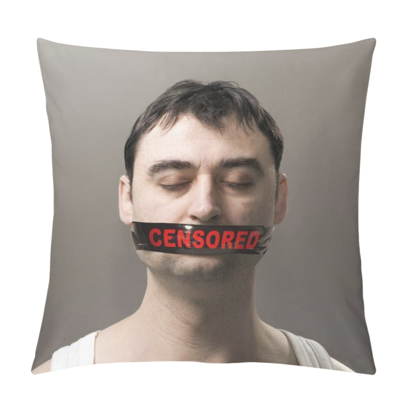 Personality  Man With Censored Tape On Face Pillow Covers