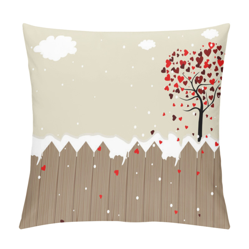 Personality  Romantic Landscape Background With Valentine Tree. Vector Illust Pillow Covers