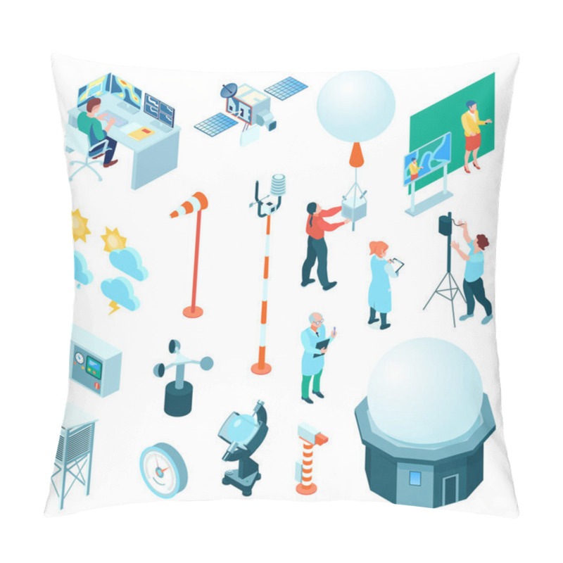 Personality  Meteorological Weather Center Isometric Set Pillow Covers