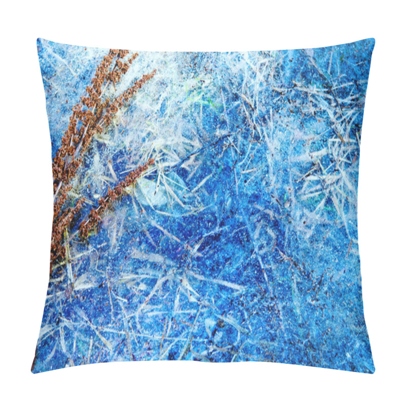 Personality  Abstract Blue Winter Ice Background Pillow Covers