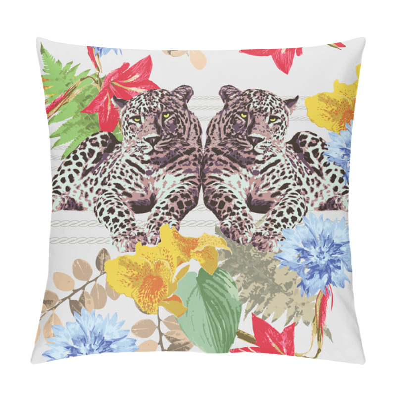 Personality  Leopards And Flowers Pillow Covers