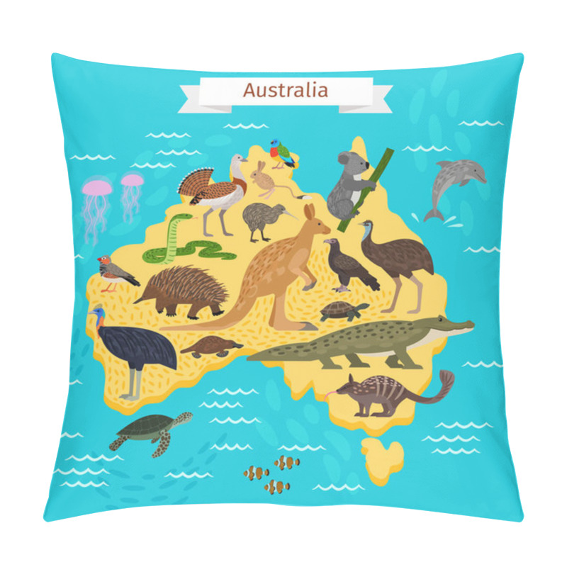 Personality  Animals And Birds On Australia Map Pillow Covers