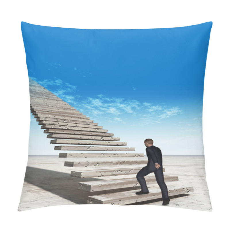 Personality  Business Man On Stairs To Sky Pillow Covers