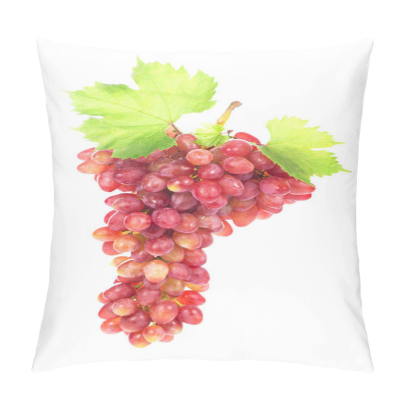 Personality  Ripe Red Grape. Pink Bunch With Leaves Isolated On White. With Clipping Path. Full Depth Of Field. Pillow Covers