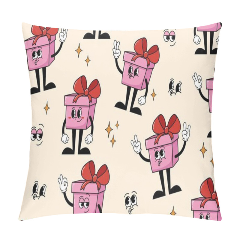 Personality  Retro Pattern Gifts Funny Character Cartoon Style. Cute Pattern Funny Pink Holiday Gift Pillow Covers