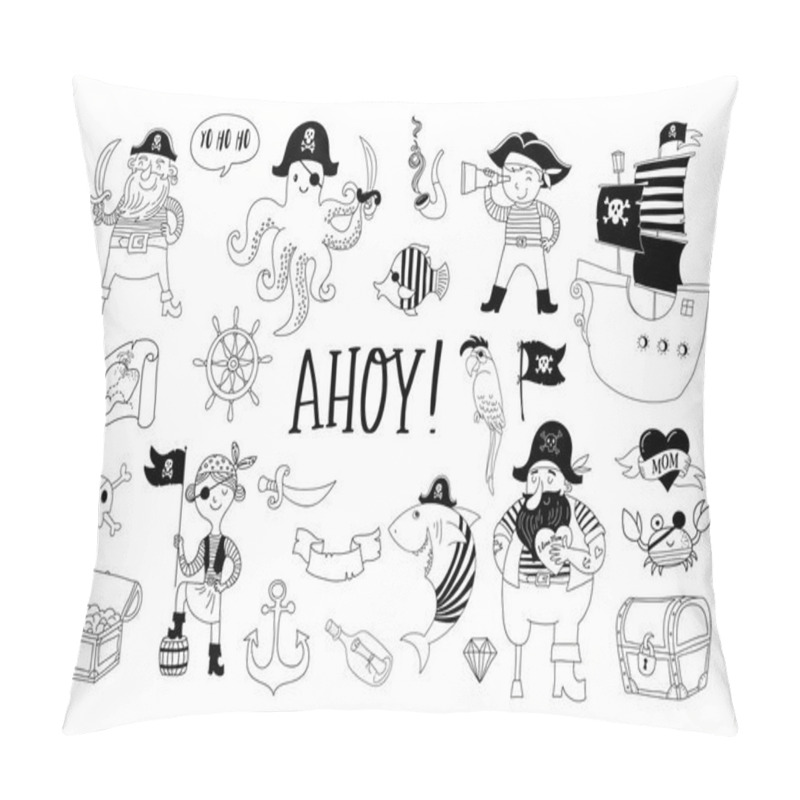 Personality  Pirate Collection Of Hand Drawn Characters And Icons Pillow Covers