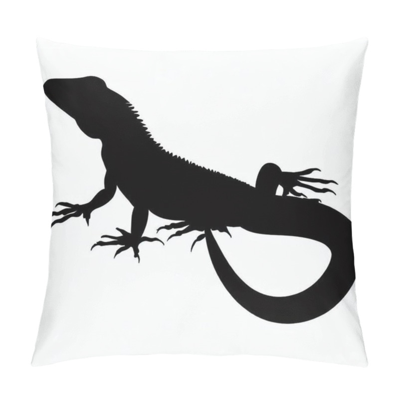 Personality  Vector Silhouette Of Lizard, Curious Lizard Illustration For Reptile And Nature Themes Pillow Covers