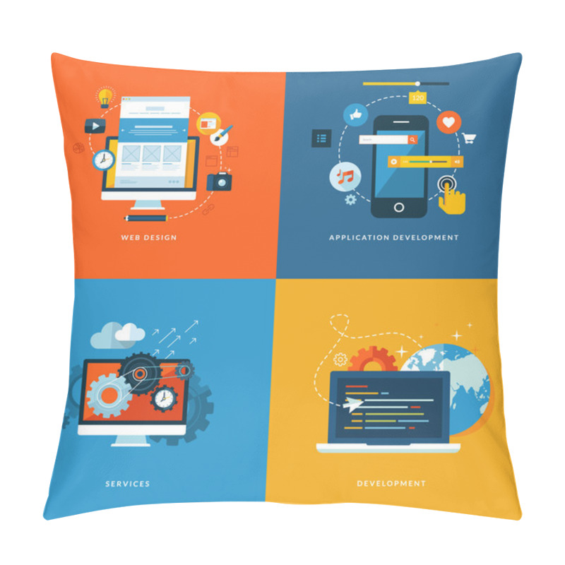 Personality  Set Of Flat Design Concept Icons For Web And Mobile Phone Services And Apps Pillow Covers