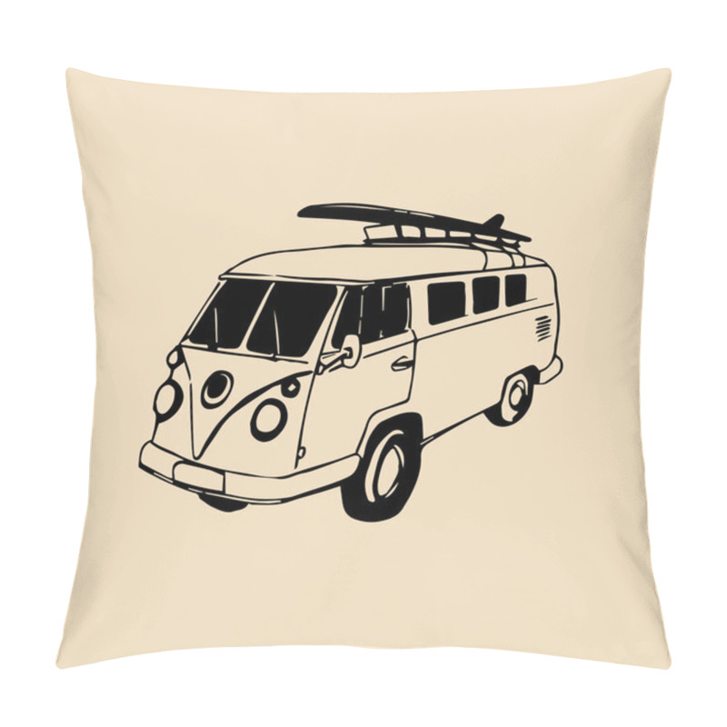 Personality  Illustration Of Hand Sketched Retro Bus Pillow Covers