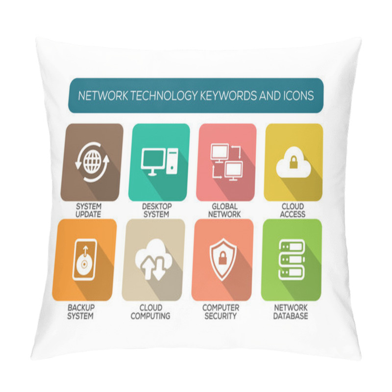 Personality  Flat Icons Set With Keywords Pillow Covers