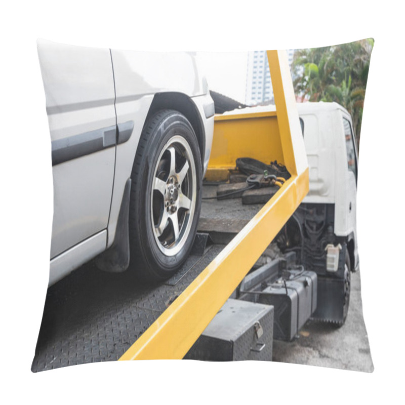 Personality  Broken Down Car Towed Onto Flatbed Tow Truck With Hook Cable Pillow Covers