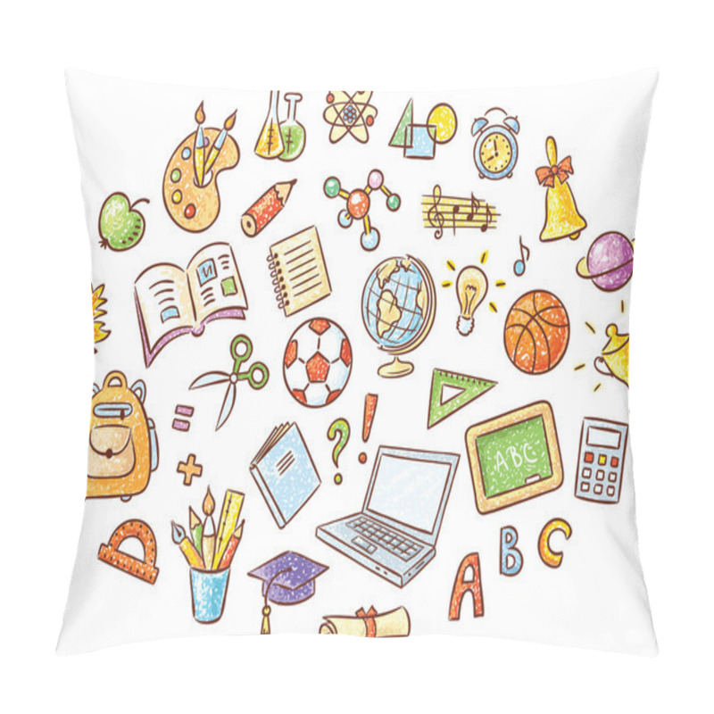 Personality  Set Of Simple Cartoon School Things Pillow Covers