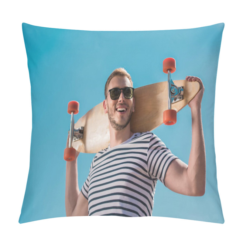 Personality  Handsome Man With Skateboard Pillow Covers