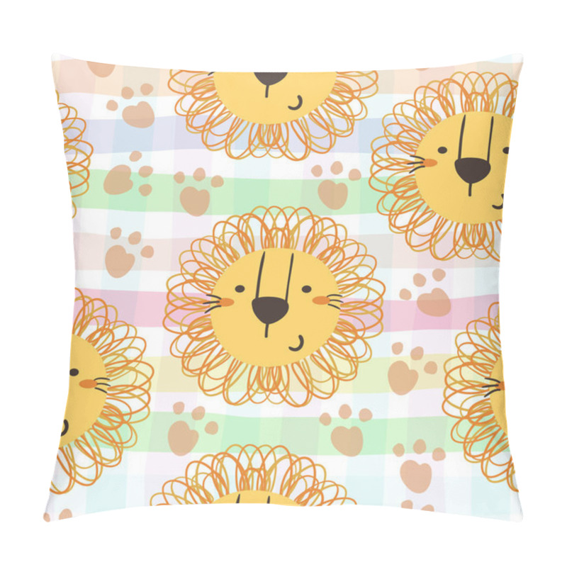 Personality  Cute Little Lion Cartoon Style. Vector Pattern. Pillow Covers