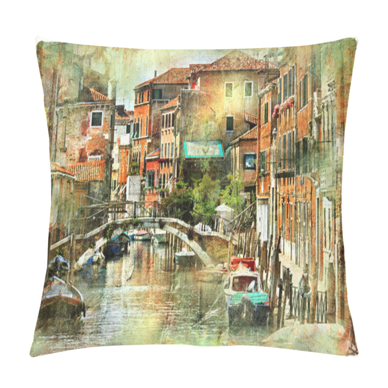 Personality  Venice, Artwork In Painting Style Pillow Covers