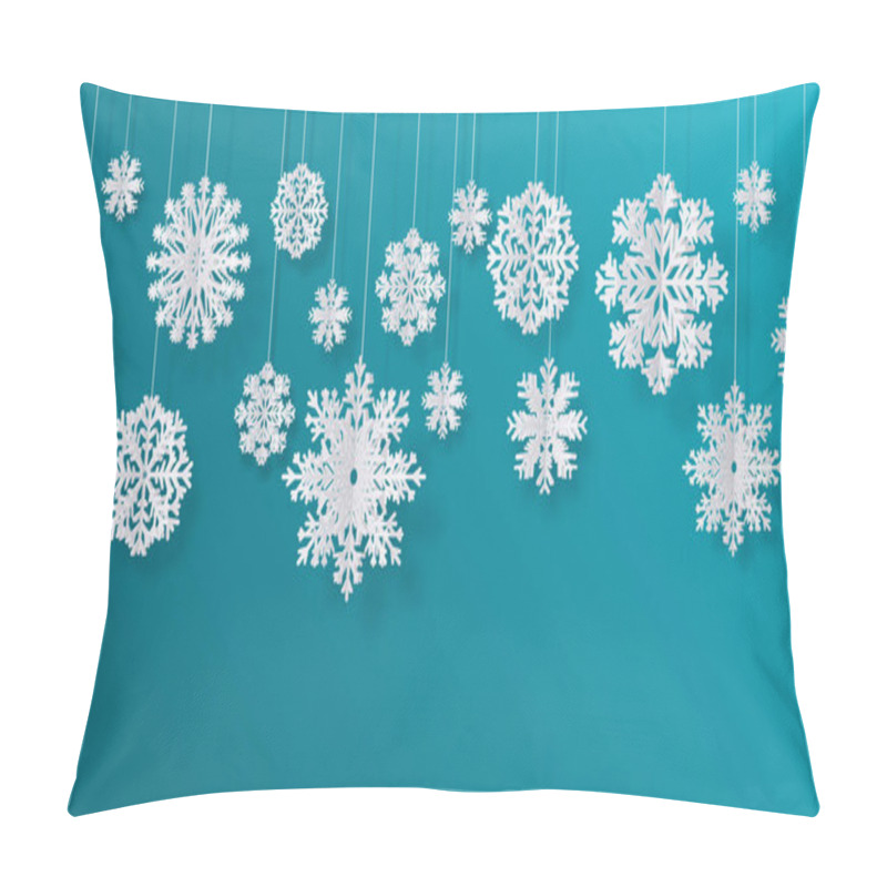 Personality  Paper Cut Snowflakes. Christmas Isolated Decoration Elements, Winter Snow Abstract Background. Vector 3D Paper Snowflakes Pillow Covers