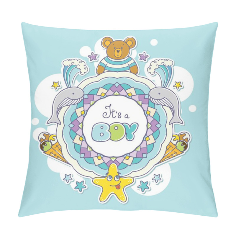 Personality  Baby Shower Card, Its A Boy Pillow Covers