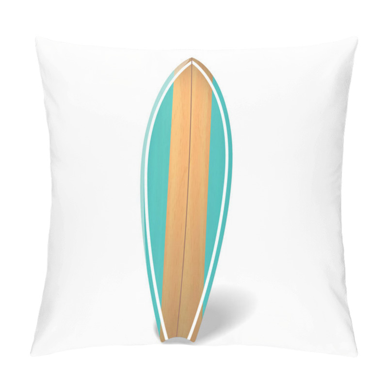 Personality  Vector Wood Surf Board Summer Surfing Isolated Realistic Surfboard. Pillow Covers