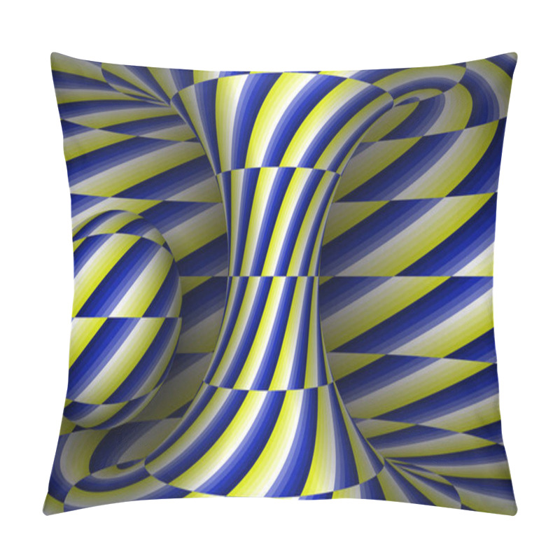 Personality  Moving Spiral Hyperboloid And Sphere. Vector Optical Illusion Illustration. Pillow Covers