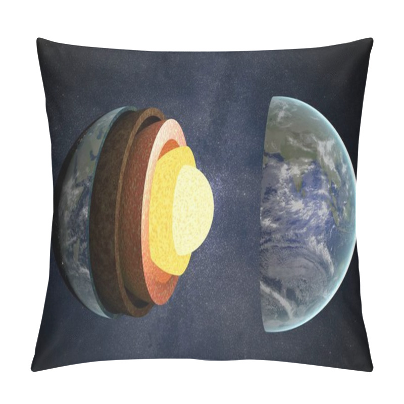 Personality  Earth Layers And Structure. 3D Rendered Illustration. Pillow Covers