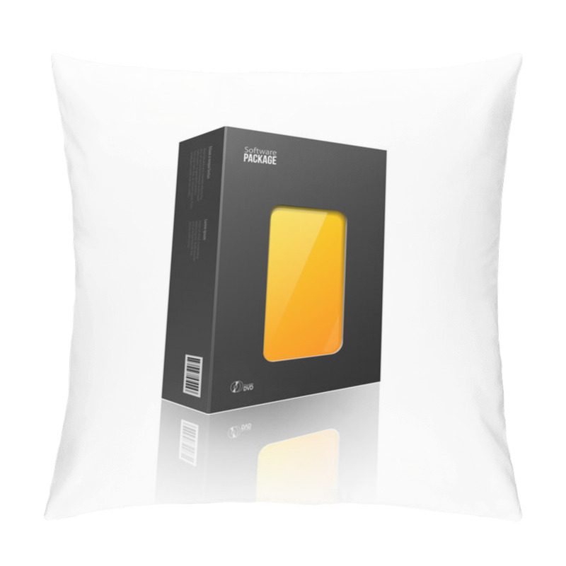 Personality  Black Modern Software Package Box With Orange,Yellow Window For DVD Or CD Disk EPS10 Pillow Covers