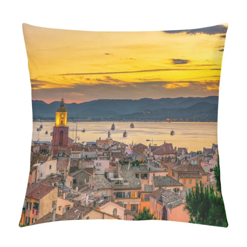 Personality  Scenic View Of Saint Tropez Against Yellow Summer Sunset Pillow Covers