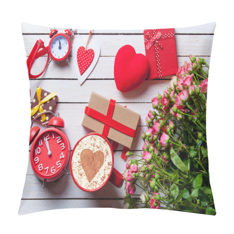 Personality  Beautiful Bouquet Of Roses And Gifts  Pillow Covers