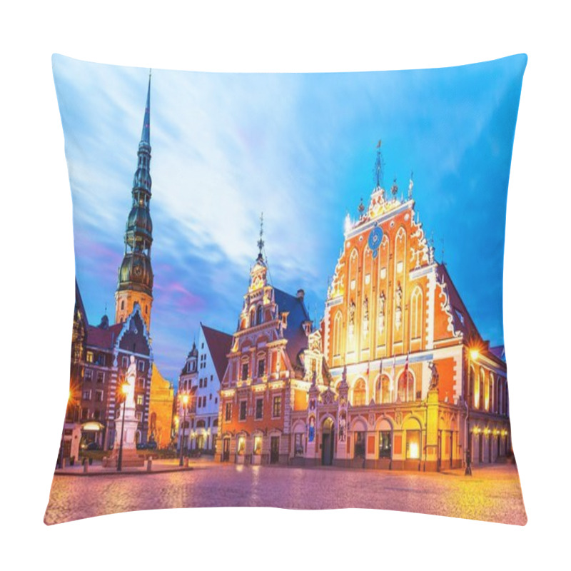 Personality  Evening Scenery Of The Old Town Hall Square In Riga, Latvia Pillow Covers